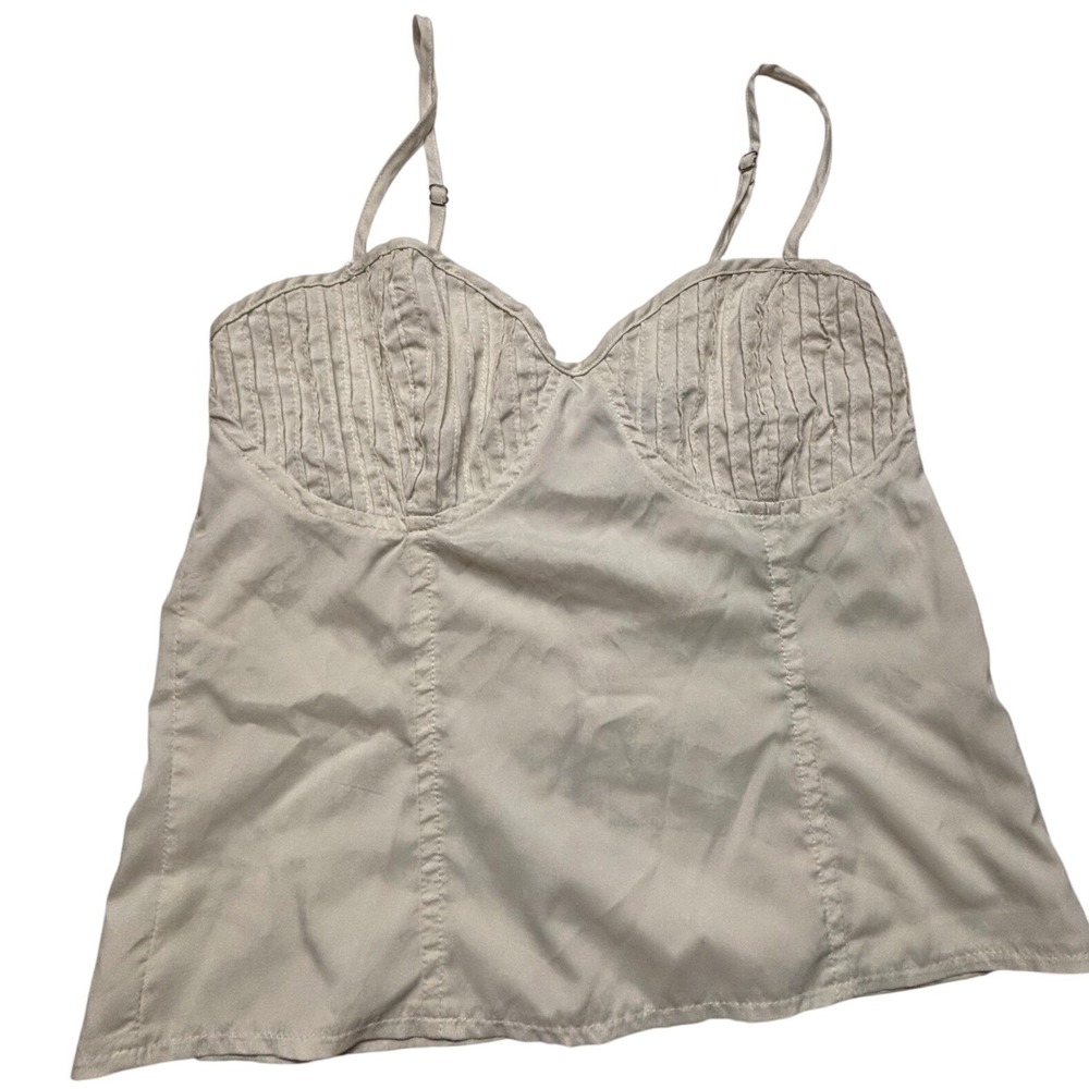 PrettyLittleThing Stone Beige Pleated Corset Cami Top Size 6
